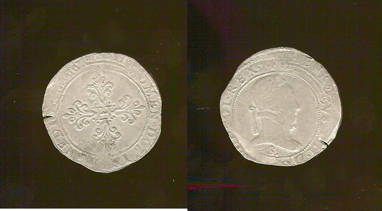 franc Henri III 1578 Troyes gF/gVF